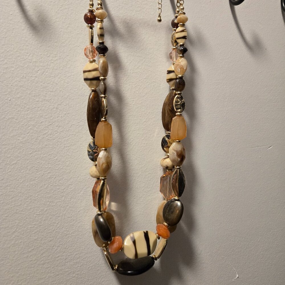 ✨ VINTAGE Kenneth Reed KR Earth Tone Statement Necklace ✨